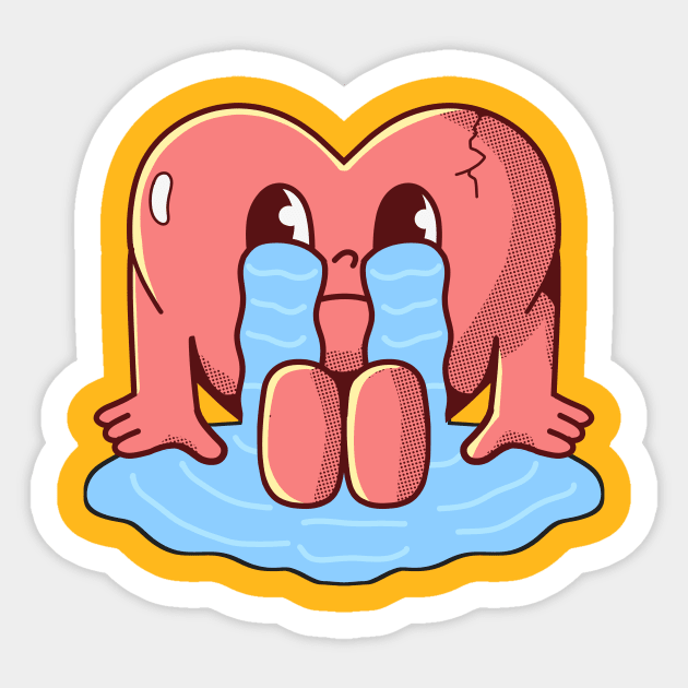 CRY , Vintage Character Cartoon Sticker by FlashCraft.co